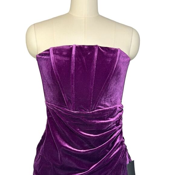 Lulu’s Dark Purple Velvet Strapless Tulip Dress | Size XS - Picture 9 of 10